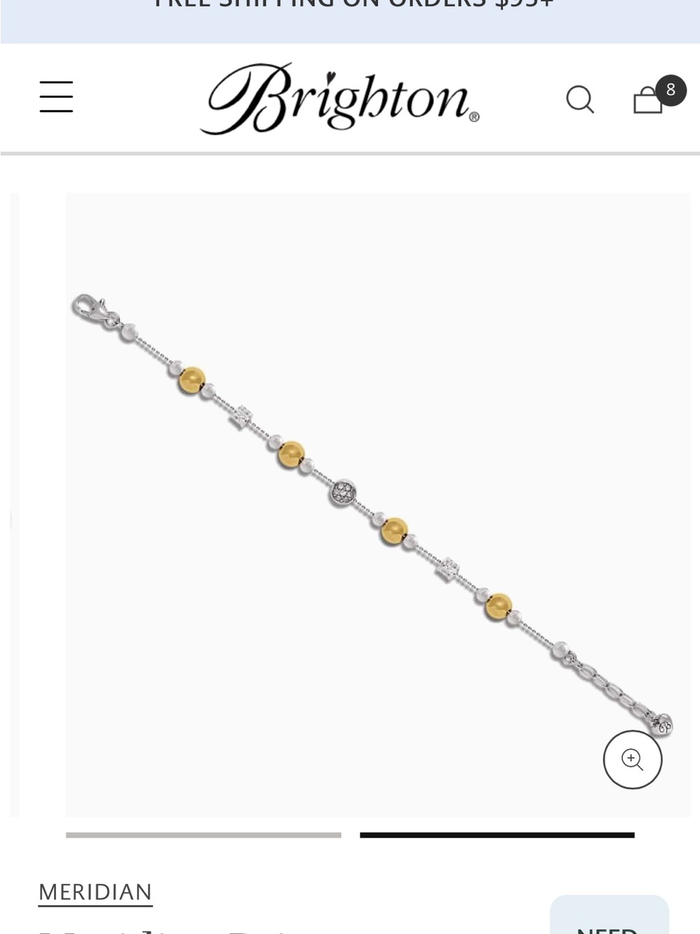 Brighton Two-Tone Gold & Silver Bead Bracelet with Crystal Accents - Picture 2 of 3